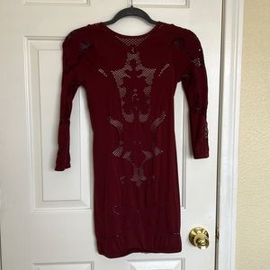 Free People Maroon Body-Con Mini dress